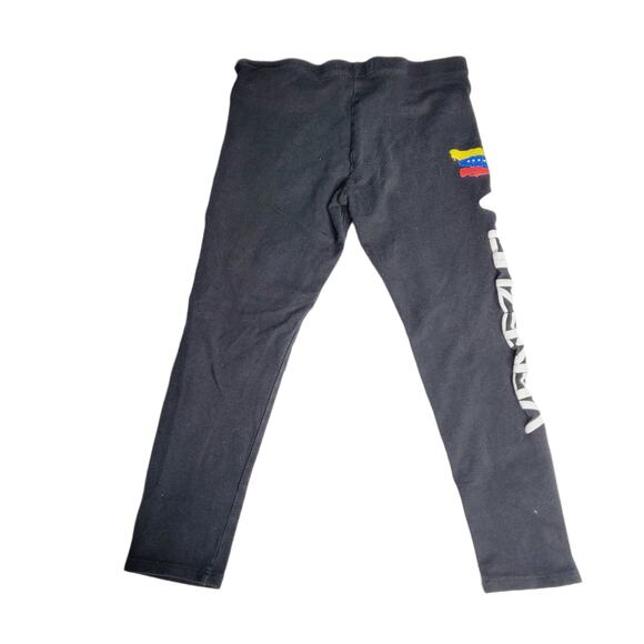 Venezuela Flag Girls Leggings Size S 6-6X Black Ankle Length 1445 - Picture 2 of 5